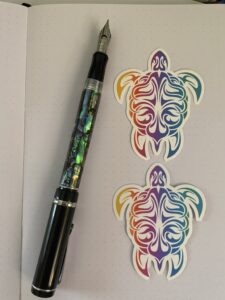 Hawaiian-inspired, tribal sea turtle stickers in glossy and matte vinyl. 