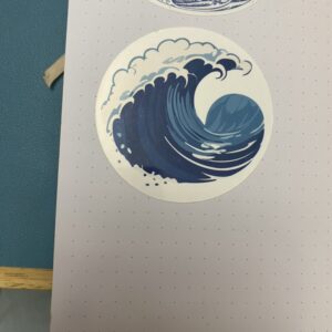 Blue and white die cut