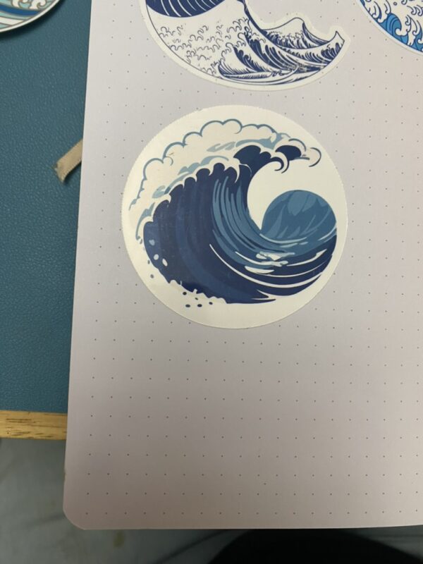 Blue and white die cut